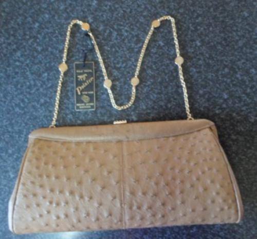 WOW!!! 1960's GOLD MEDAL POINTER OSTRICH LEATHER CLUTCH BAG MINT!!! NEVER USED VALUE R1,400