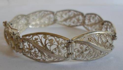 SPECTACULAR!! VINTAGE 835 SILVER FILIGREE BRACELET 180 X 13mm