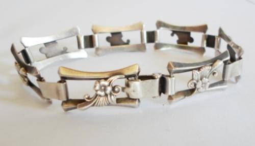 GORGEOUS!! CHUNKY VINTAGE STERLING SILVER BRACELET CIRCA 1930's