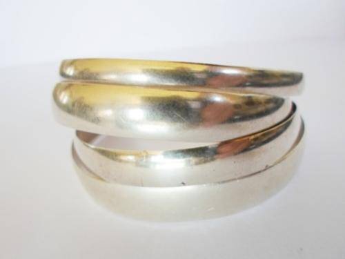 WOW!!! COLLECTION OF 4 THICK STERLING SILVER BANGLES 2X 9mm, 8mm & 5mm  55g