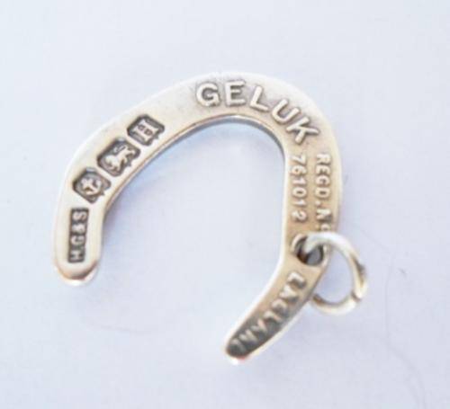 RARE!! LARGE AFRIKAANS "GELUK" 1932 BIRMINGHAM SILVER HORSE SHOE CHARM