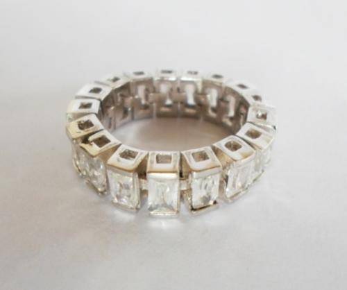 SPARKLY!! RARE STERLING SILVER & MULTIPLE CZ TENNIS RING SIZE O