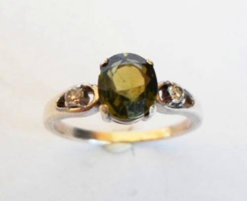 STUNNING!! STERLING SILVER PERIDOT & CZ RING SO BEEEEEAUTIFUL!!! SIZE P