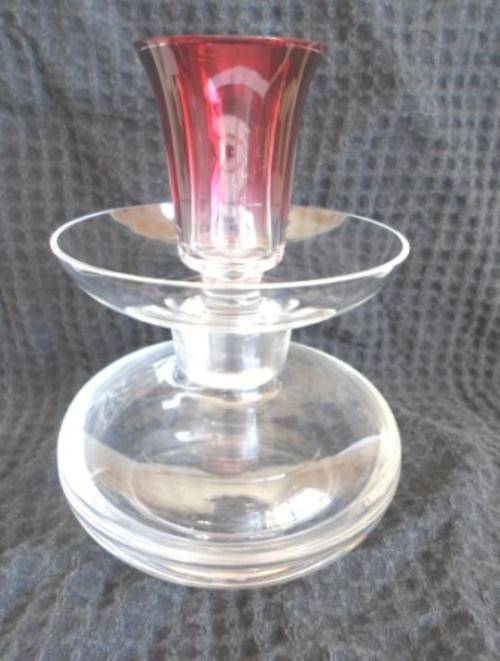 SPECTACULAR!! LARGE CLEAR & CRANBERRY CRYSTAL PERFUME BOTTLE, AMAZING DESIGN 150mm X 110mm