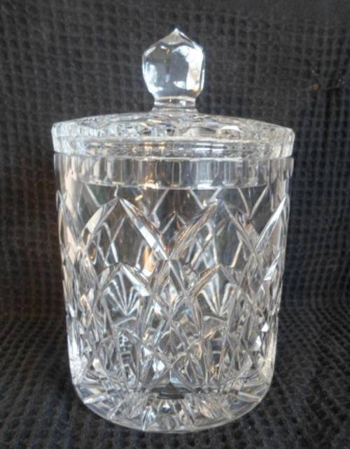 LARGE!! VINTAGE BOHEMIAN CUT CRYSTAL COOKIE JAR, PERFECT CONDITION