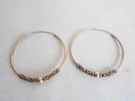 WOW!! BEAUTIFUL LARGE STERLING SILVER HOOP EARRINGS, FABULOUS DETAIL, WOW!!