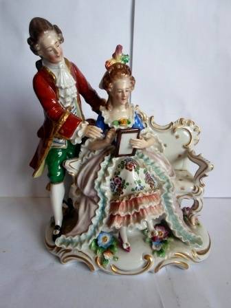 WOW!! VINTAGE SITZENDORF FIGURAL GROUP 190 X 155 X 95mm CIRCA 1920's VALUE R2000 WOW!!