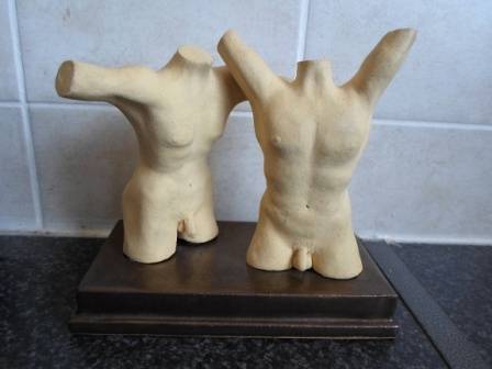 WOW!! SOUTH AFRICAN CERAMIC TORSO'S SCULPTURE BY AM 185 X 165 X 95mm   WOW!!