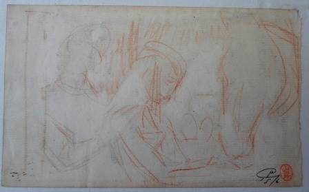 WOW!! BEAUTIFUL!! RAPHAEL GHISLAIN CHARCOAL SKETCH CIRCA 1940's 175 X 105mm WOW!!