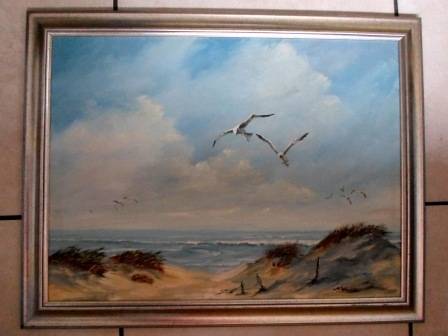 LOVELY!! M. WHEELDON SEACAPE OIL ON BOARD,  610 X 450mm  VALUE R1500 WOW!!