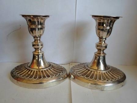 WOW!! PAIR OF VINTAGE VINERS SHEFFIELD SILVER PLATED CANDLE STICKS PERFECT PLATING WOW!! WOW!!