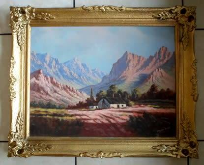 STUNNING!! LARGE VAN SKALKWYK FARMSTEAD OIL ON CANVAS   660 X 510mm  AMAZING PAINTING!! WOW!!