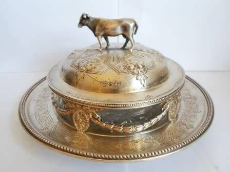 WOW!! VICTORIAN FIGURAL SILVER PLATED BUTTER DISH BY MARTIN HALL AMAZING CONITION!! WOW!! WOW!!