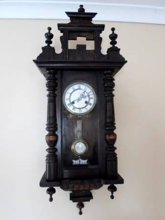 WOW!! STUNNING H.A.C VIENNA WALL CLOCK, 930 X 330 X 180mm CIRCA 1910,  100% WORKING!! VALUE R5500