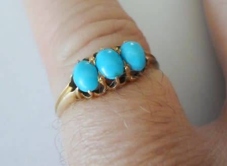 MAGNIFICENT!! VICTORIAN RUSSIAN 14ct GOLD TURQUOISE RING CIRCA 1880's 1,9g SIZE Q  VALUE R5950