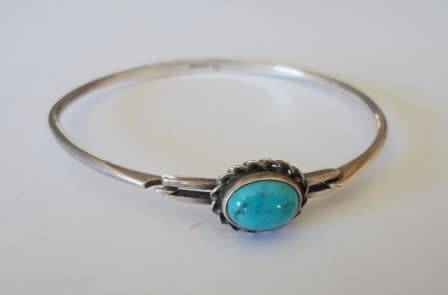 WOW!! VINTAGE DENMARK NIELS ERIK FROM STERLING SILVER & TURQUOISE BANGLE 6,3g WOW!! WOW!!