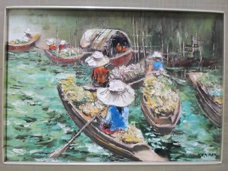 WOW! THAI ARTIST NIKIT KAMPAN OIL ON BOARD  350 X 250mm  BEAUTIFUL PAINTING WOW!!