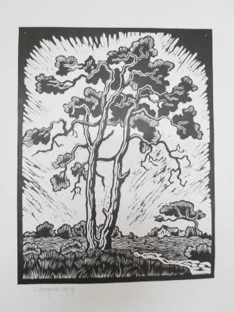 WOW!! GREGOIRE BOONZAIER 1979 "FARM COTTAGE" LINOCUT 305 X 230mm VALUE R5500 WOW!!