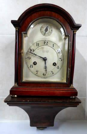 ANTIQUE L. PINN & CO. CAPE TOWN GERMAN BRACKET CLOCK WITH WALL SCONCE 100% WORKING!! VALUE R3950