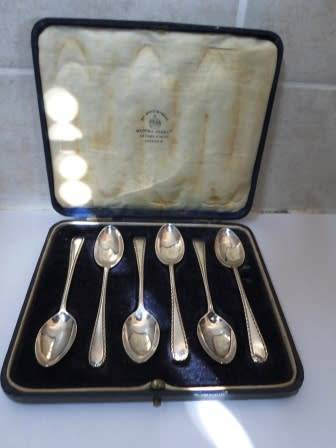 WOW!! BOXED ART DECO 1929 LONDON SILVER SPOONS BY MAPPIN &WEBB  45g   WOW!! WOW!!