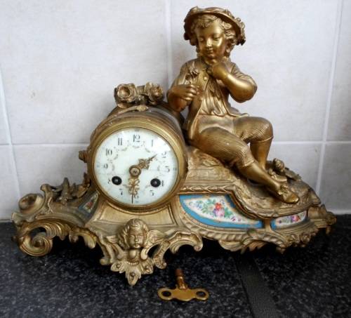 WOW!! 19th CENTURY FRENCH ORMOLU BRONZE FIGURAL CLOCK  CIRCA 1880's 100% WORKING!! VALUE R9950