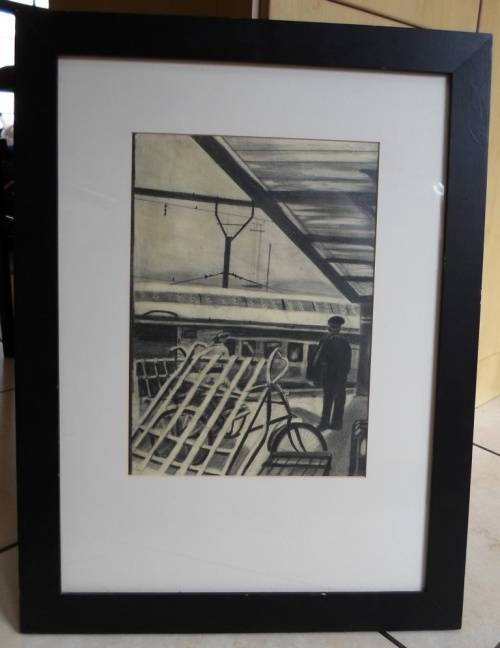 AMAZING!! UNSIGNED CHARCOAL SKETCH OF SA TRAIN STATION  380 X 270mm LOOKS REALLY GOOD!! WOW!!