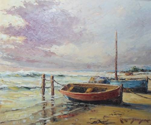 INVESTMENT!! CARLO SDOYA OIL ON BOARD FISHING BOATS  600 X 500mm !! VALUE R13500