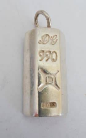 WOW!! VINTAGE DG 990 SILVER INGOT PENDANT  14,3g   AMAZING!! WOW!!