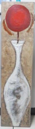 LOVELY!!! SONJA VOGES "LOLLIPOP" OIL MIXED MEDIA ON CANVAS 1000 X 250mm VALUE R2500!!
