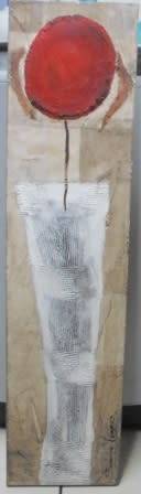 WOW!!! SONJA VOGES "LOLLIPOP" OIL MIXED MEDIA ON CANVAS 1000 X 250mm VALUE R2500!!