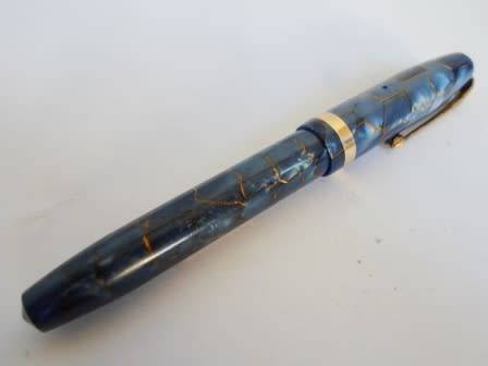 WOW!! VINTAGE CONWAY STEWART 84 BLUE MARBLED FOUNTAIN PEN WITH 14ct GOLD NIB VALUE R1000 WOW!!