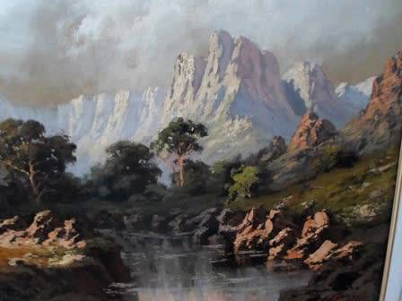 SPECTACULAR!! GINO FASCIOTTI LANSCAPE WITH RIVER OIL ON CANVAS  610 X 480mm VALUE R8500