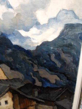 SPECTACULAR!! SIGNED GERMAN COUNTRY CHURCH OIL ON CANVAS CIRCA 1940's  690 X 610mm MASTERFUL PIECE!!