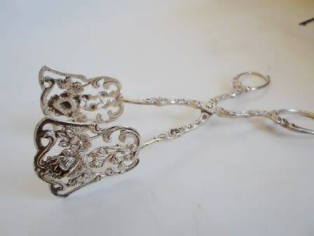 EXQUISITE!! STERLING SILVER MUFFIN TONGS BY ALBERT BODEMER  46,4g  STUNNING DETAIL WOW!!