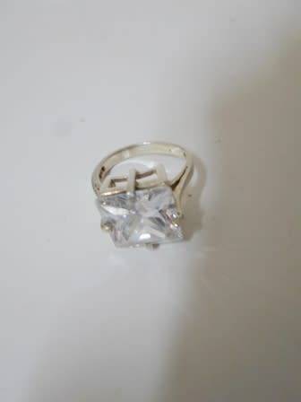 WOW!! LARGE VINTAGE STERLING SILVER CZ RING   SIZE N   6,5g  WOW!