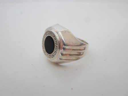 WOW!! LARGE STERLING SILVER & ONYX VERSACE STYLE RING  SIZE R  7,9g   WOW!!