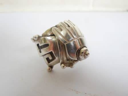 SPECTACULAR!! HUGE VINTAGE STERLING SILVER POISON RING POSSIBLY MEXICAN  24,6g WOW!!