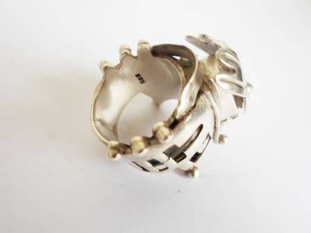 SPECTACULAR!! HUGE VINTAGE STERLING SILVER POISON RING POSSIBLY MEXICAN  24,6g WOW!!