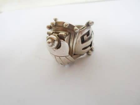 SPECTACULAR!! HUGE VINTAGE STERLING SILVER POISON RING POSSIBLY MEXICAN  24,6g WOW!!