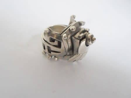 SPECTACULAR!! HUGE VINTAGE STERLING SILVER POISON RING POSSIBLY MEXICAN  24,6g WOW!!