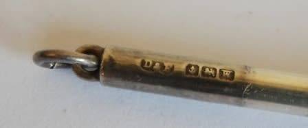WOW!! 1921 BIRMINGHAM SILVER SWIZZLE STICK BY D&F WITH ORIGNAL BOX  4,5g   WOW!!