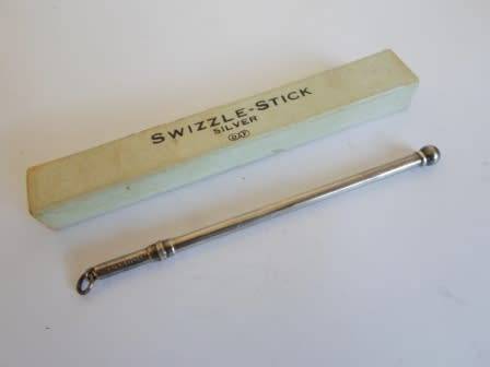 WOW!! 1921 BIRMINGHAM SILVER SWIZZLE STICK BY D&F WITH ORIGNAL BOX  4,5g   WOW!!