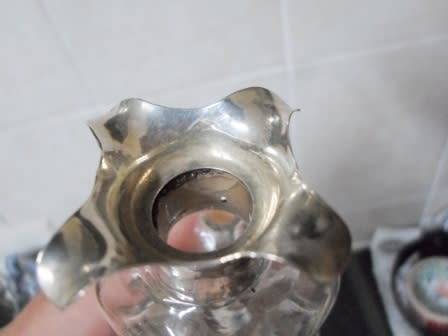 WOW!! RARE PAIR OF 1907 CHESTER SILVER TOPPED OLIVE OIL & BALSAMIC VINEGAR DIMPLE BOTTLES WOW!!