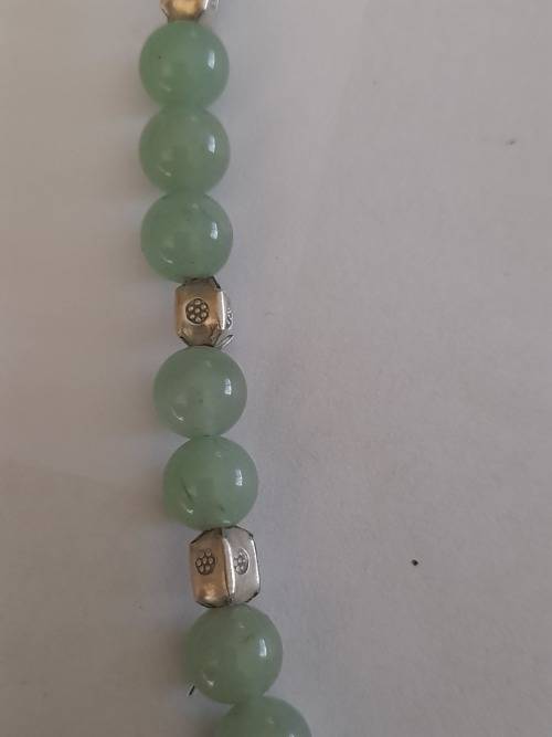 Stunning!! Vintage chinese sterling silver and jade beaded necklace wow!! Wow!!