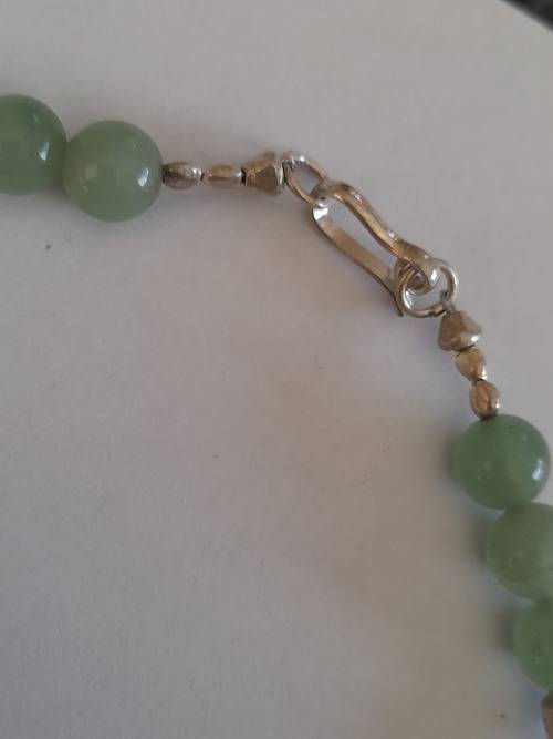 Stunning!! Vintage chinese sterling silver and jade beaded necklace wow!! Wow!!