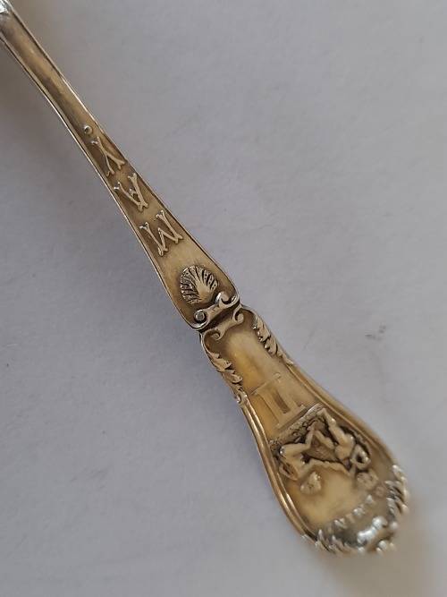 Rare!! 1903 Birmingham silver May month Gemini star sign spoon 12,4g wow!!