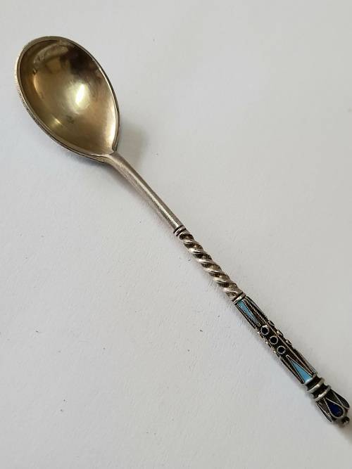 Extremely Rare!! 19th century Russian enamel silver spoon by Ivan Saltykov Value R5000