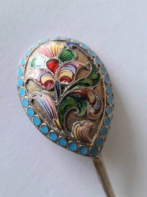 Extremely Rare!! 19th century Russian enamel silver spoon by Ivan Saltykov Value R5000