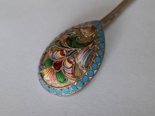 Extremely Rare!! 19th century Russian enamel silver spoon by Ivan Saltykov Value R5000