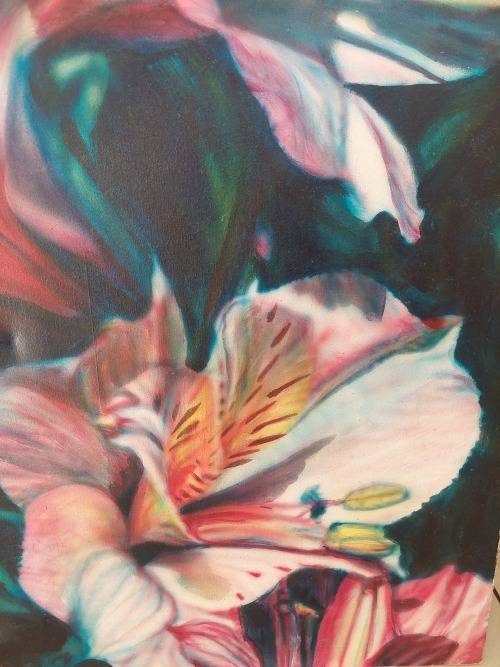Exceptional!! Huge Vernon Swart oil on canvas of lilies 1200 x 900mm  Value R9500